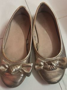 Girls' Gold Ballerina Flats with Bow