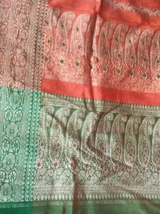 Beautiful Orange and green colour saree