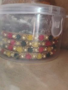 Colorful Beaded Flower Bangles