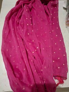 Pink Dupatta with Gold Accents