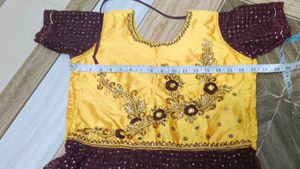 Elegant Yellow &amp; Purple Embroidered Outfit