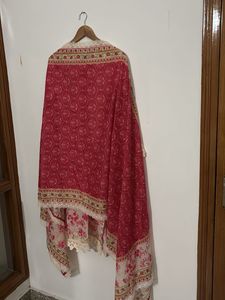 Pink Floral Print Kurta with Lace