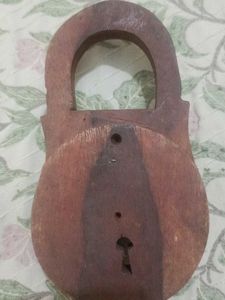 Vintage Wooden Lock Shaped Key Holder