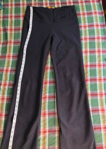 Ribbed Flare Pants with Button Detail
