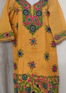 Embroidered Yellow Kurta