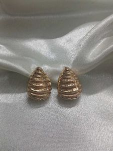 Gold Tone Textured Drop Earrings