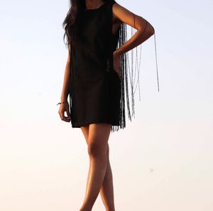 FOREVER 21 Black Fringe Detail Dress