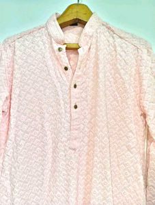 Men's Pink Chikankari Kurta