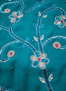 Stunning Teal Saree with Embellishments