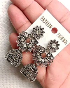 pack of 4 oxidized Jhumkhas