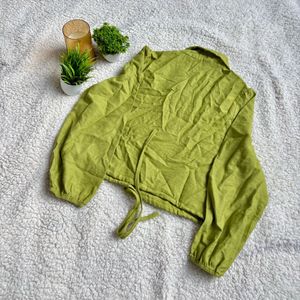 Green Tie-Waist Crop Top