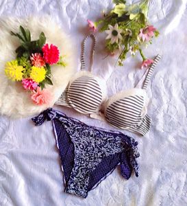 Striped Bikini Top  with beautiful brief 👍