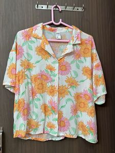 New Flowy Floral Print Button-Up Shirt