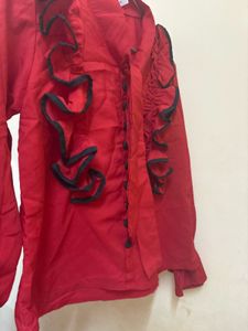 Chic Red Long Sleeve Blouse top