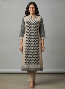 Elegant Embroidered Kurta with Plain Salwar