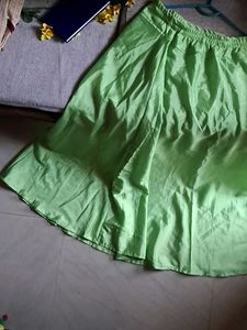 Vibrant Green silk Flowy Ethnic Skirt.