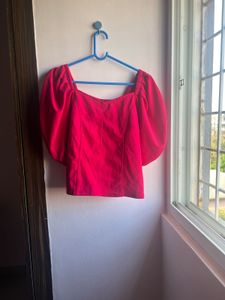 Stylish Deep pink Puff Sleeve Mini Dress