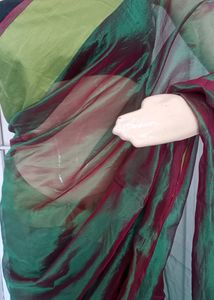 New Dual Tone Sheer Saree With Running Blouse Pc
