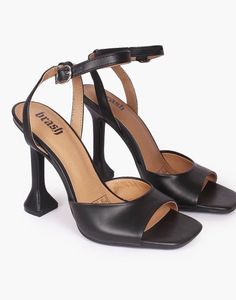 Women Black Heels with Ankle-loop