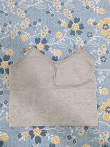 Comfortable Grey Ribbed Sports Bra