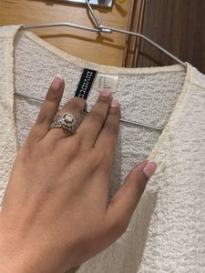 Cream Textured Tie-Front Crop Top