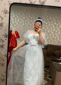 Elegant Light Blue Lace Gown🧚🏻‍♀️🦋