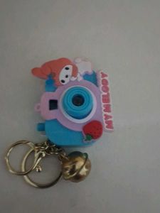 Cute My Melody Camera Keychain with Bell