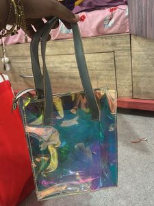 Holographic Tote Bag with Glitter Pouch