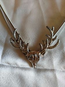 Silver Deer Head Stretchy Belt