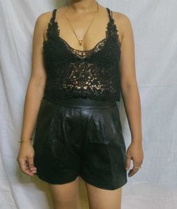 Black Faux Leather Shorts