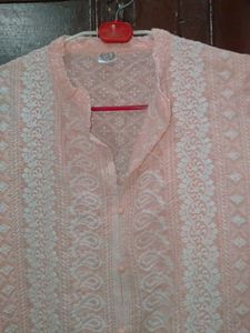 Peach Chikankari Kurta