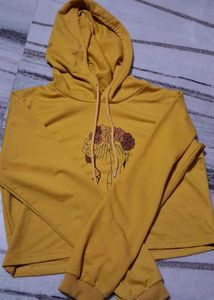 Mustard Yellow Crop Hoodie ✨