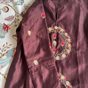 Embroidered Kurta with Dupatta- Margin available
