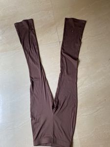 Brown Ribbed Flare Pants