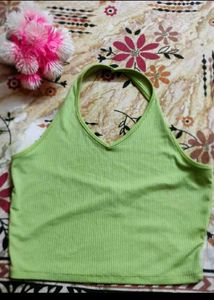 green backless top