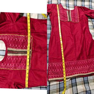 Elegant Red Kurta with Yellow Patiala Pants
