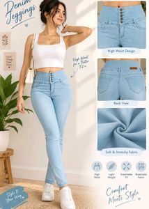 Light Wash High Waist Denim Jeans