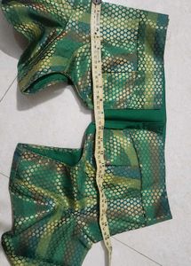 Green Brocade Blouse with Full Sleeves