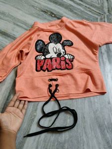 Mickey Mouse Paris Cropped Sweatshirt