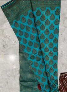 Elegant Teal Embroidered Saree