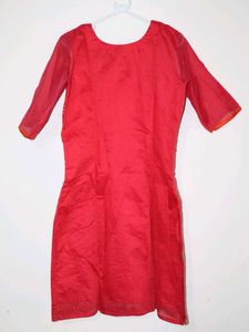 Red Chanderi Silk Kurta