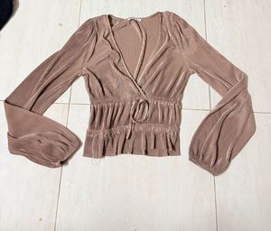 ZARA Pleated Long Sleeve Top