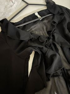 Elegant Black Ruffled Blouse