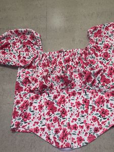 FLORAL CORSET TOP  Puff Sleeve