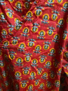 Vibrant Red Block Print Kurta