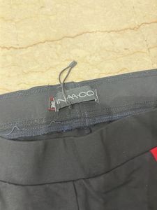 Stylish Black Track Pants with Red &amp; White Stripes