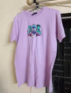 Anime Graphic Print Lavender T-Shirt