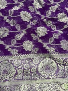 Elegant Purple Georgette Saree with Silver Weave