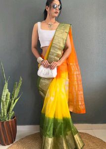 New Multicolour Ombre Organza Saree