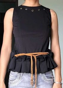 Black Peplum Sleeveless Top Size 34 | Golden Eyele